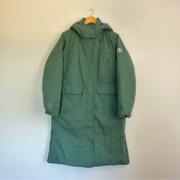 Womens Lands End Long Expedition Down Coat Green Size LP - Picture 1 of 8
